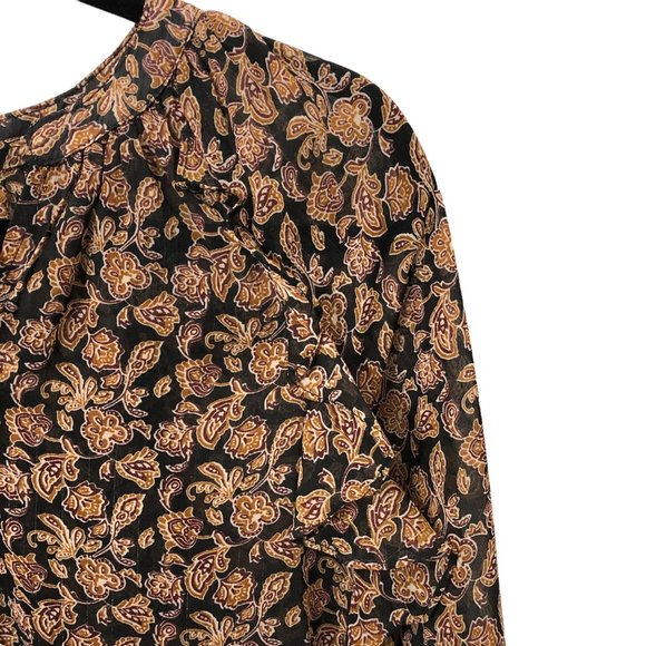 Dress Forum Brown Floral Ruffle Tiered Long Sleeve Dress M - Picture 7 of 11